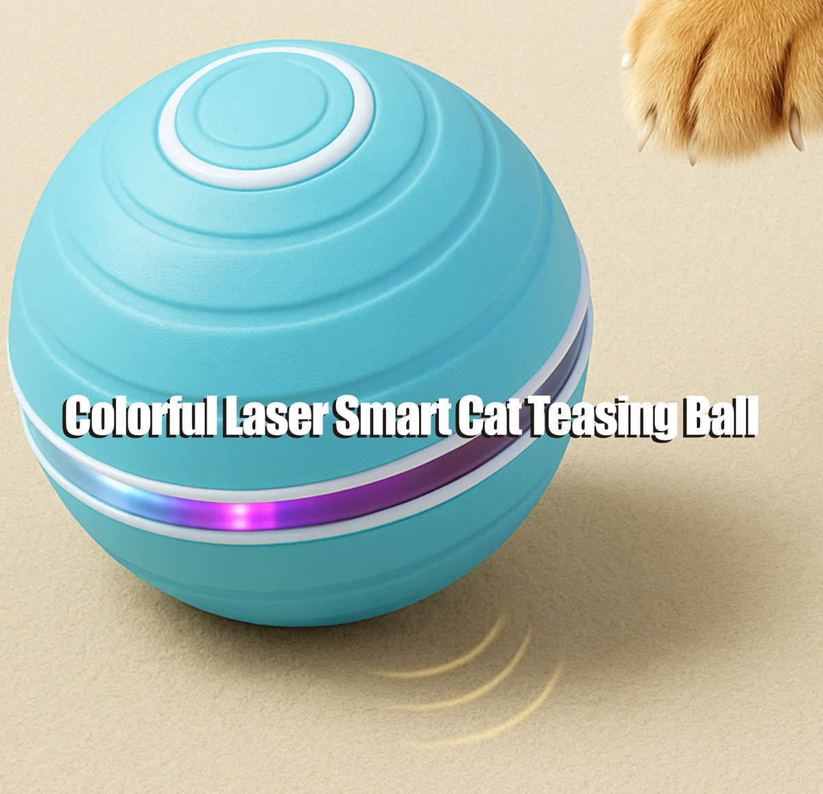 Smart Interactive Cat Toy Ball – LED Lights, Laser Pointer, Feather & Bell Attachments, USB Rechargeable, Durable ABS, Ideal for Indoor Cats