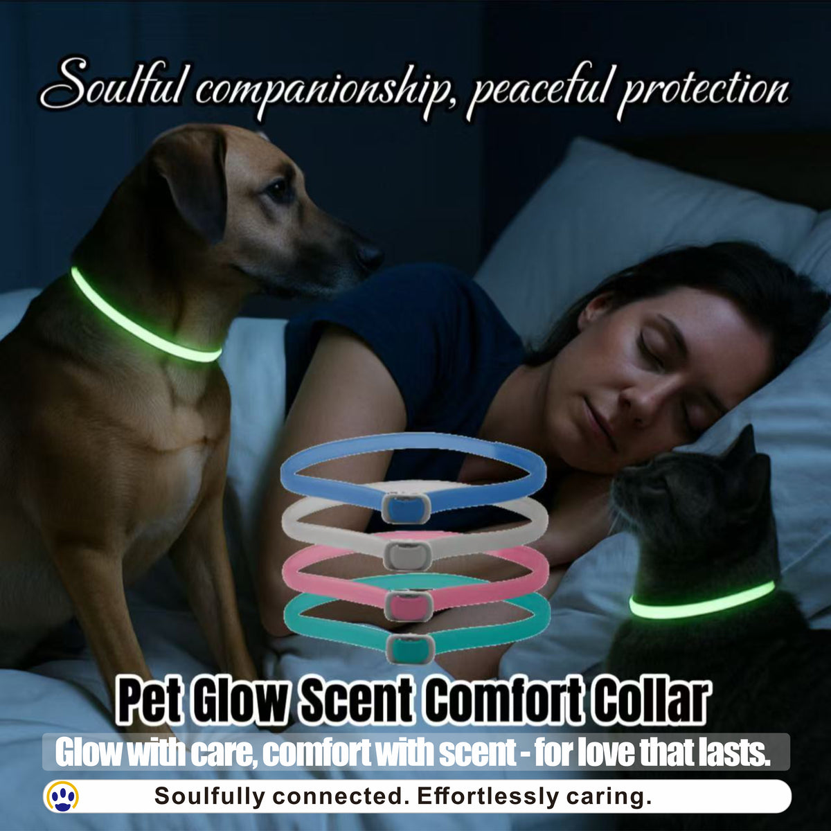 Glow-in-the-Dark Herbal Scented Pet Collar – Natural Comfort & Visibility for Dogs & Cats