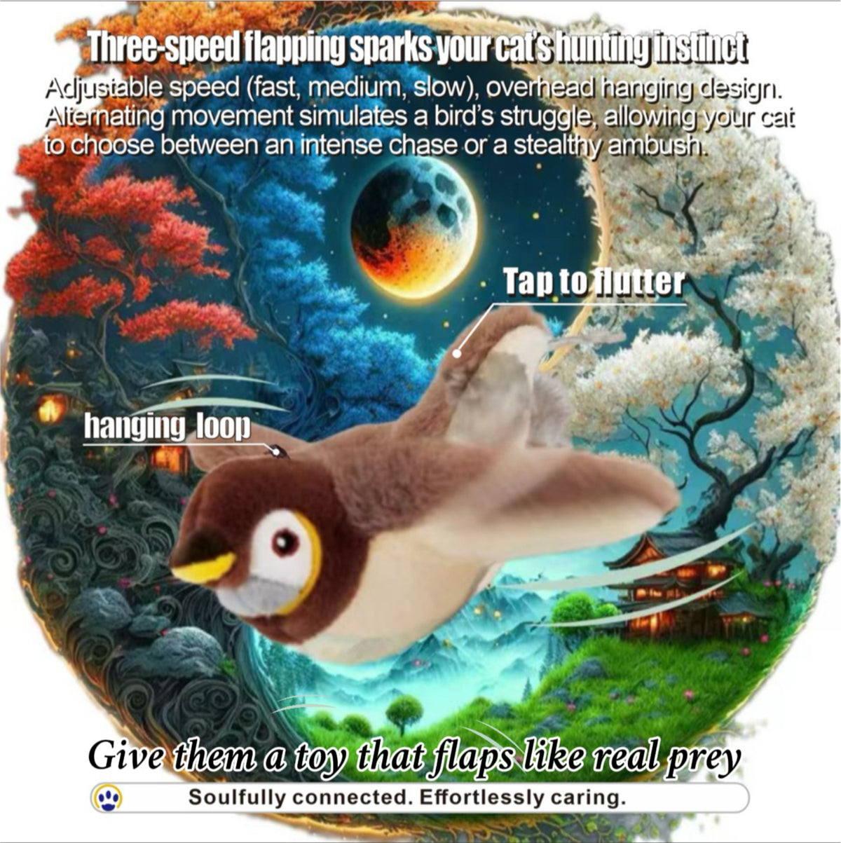 Smart Interactive Flapping Sparrow Cat Toy – Motion-Activated Chirping Bird with Catnip & Washable Cover
