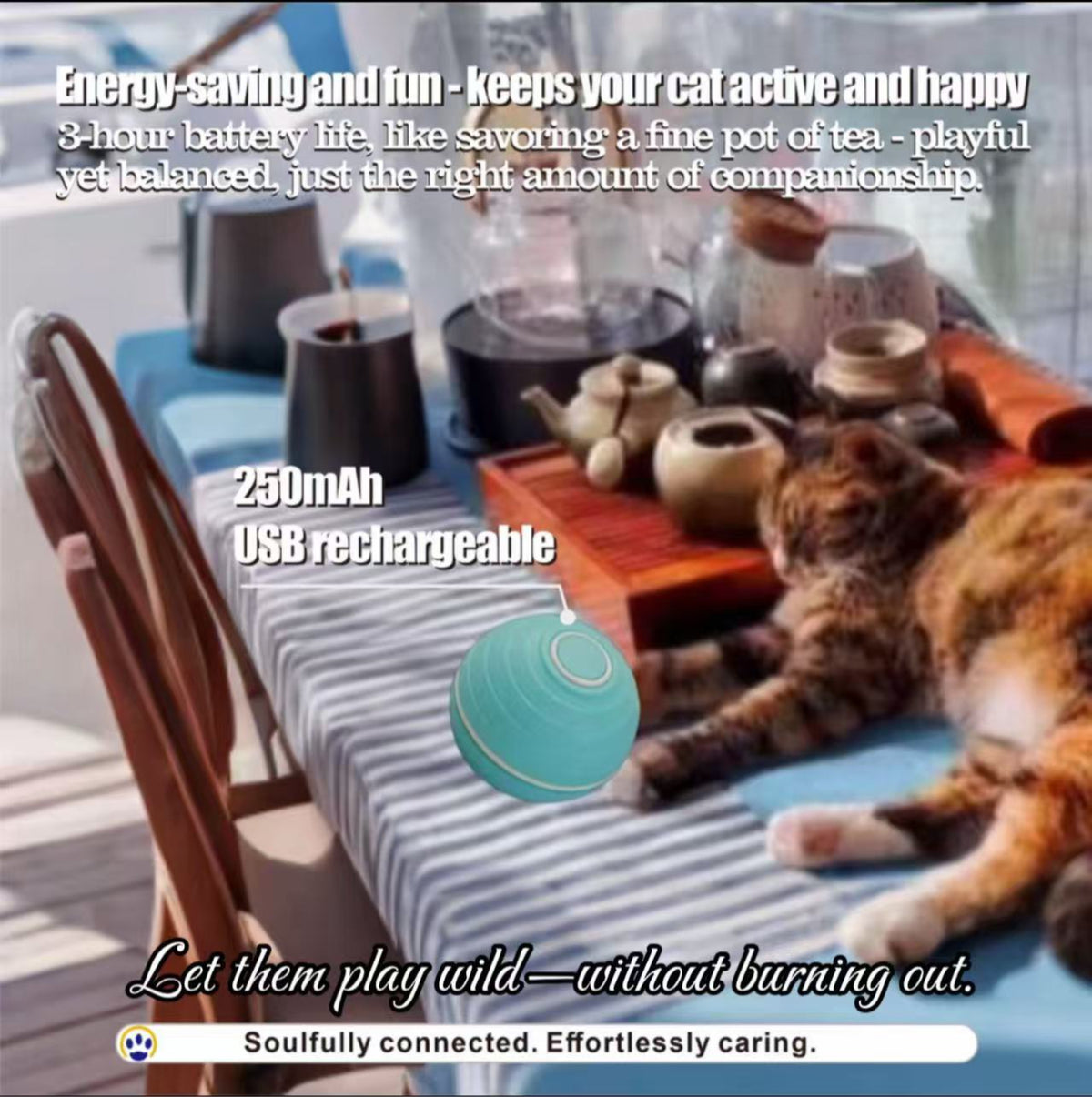 Smart Interactive Cat Toy Ball – LED Lights, Laser Pointer, Feather & Bell Attachments, USB Rechargeable, Durable ABS, Ideal for Indoor Cats