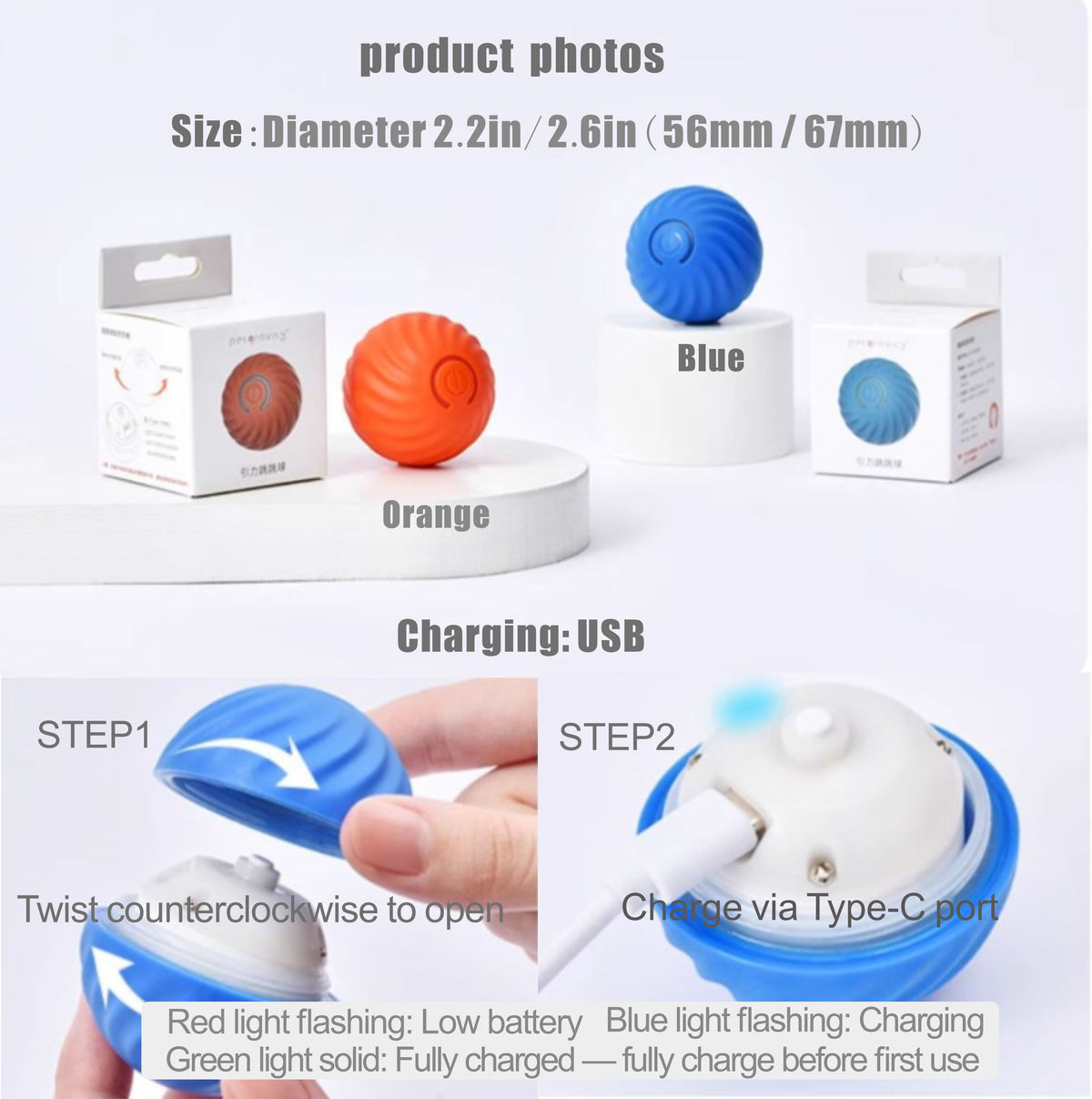 Pet Smart Loong Tiger Ball – Interactive Bouncing, Escaping, Obstacle Avoiding Dog Toy, Chew Proof, USB Rechargeable