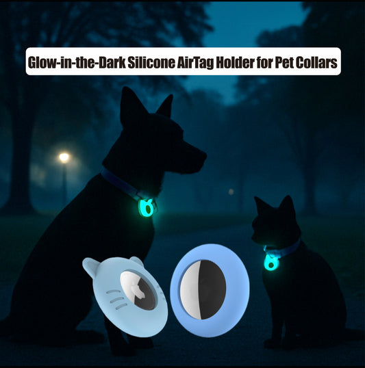 Glow‑in‑the‑Dark Silicone AirTag Case for Pet Collars – IP54 Waterproof GPS Tracker Protector