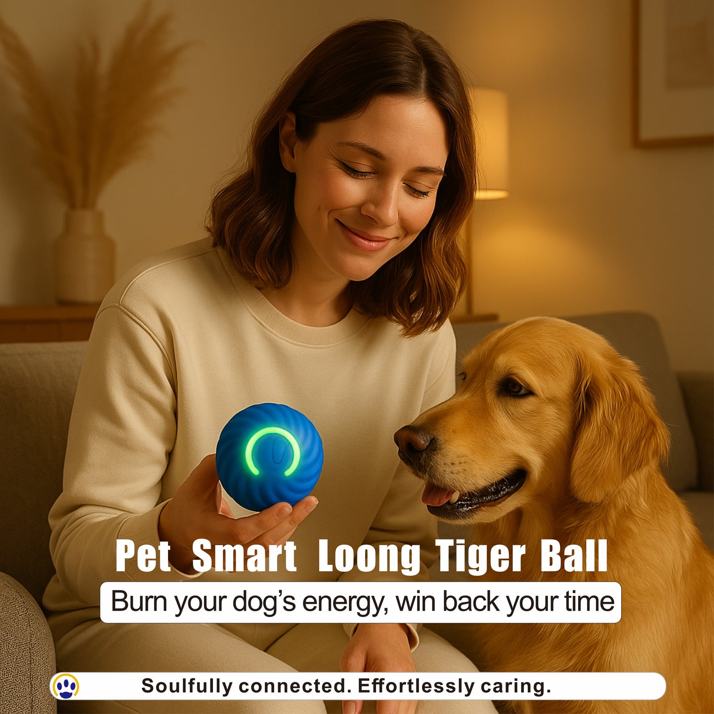 Pet Smart Loong Tiger Ball – Interactive Bouncing, Escaping, Obstacle Avoiding Dog Toy, Chew Proof, USB Rechargeable