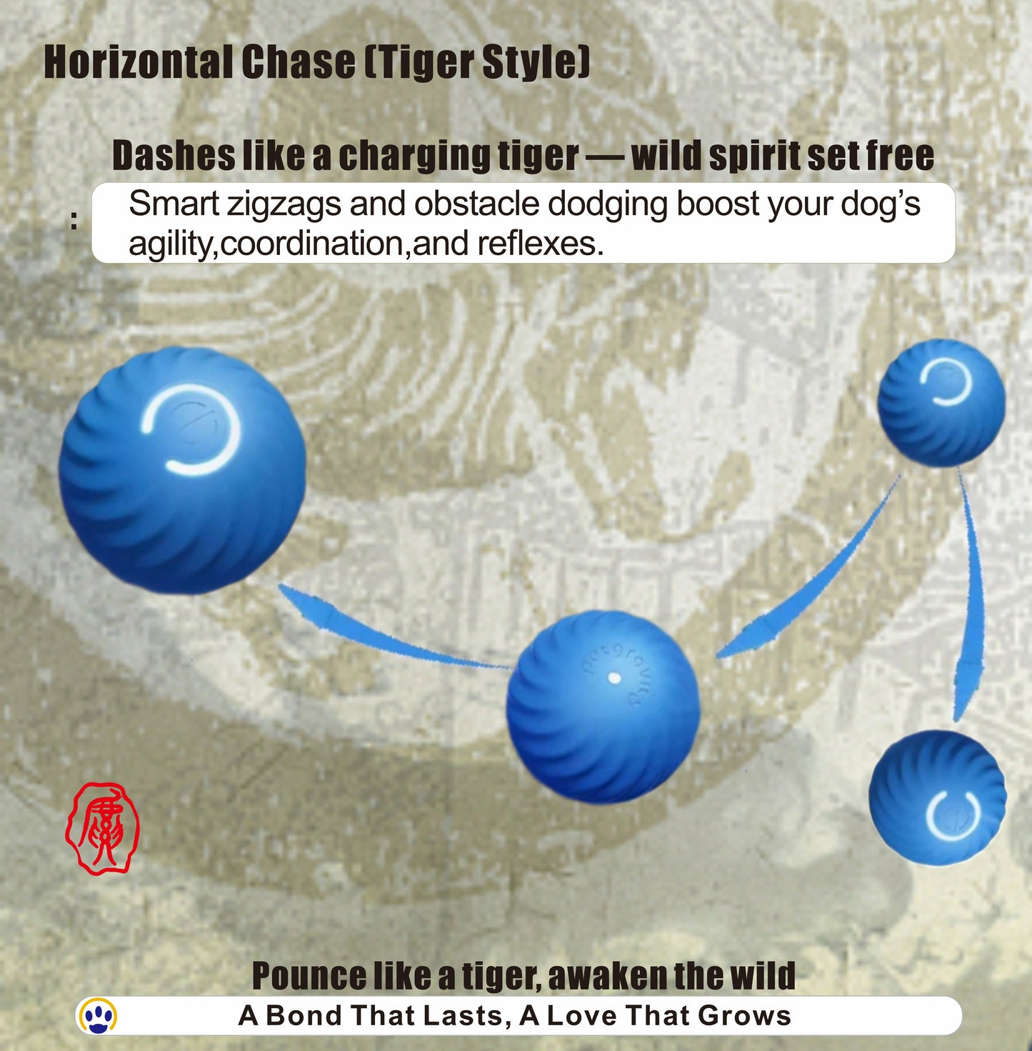 Pet Smart Loong Tiger Ball – Interactive Bouncing, Escaping, Obstacle Avoiding Dog Toy, Chew Proof, USB Rechargeable