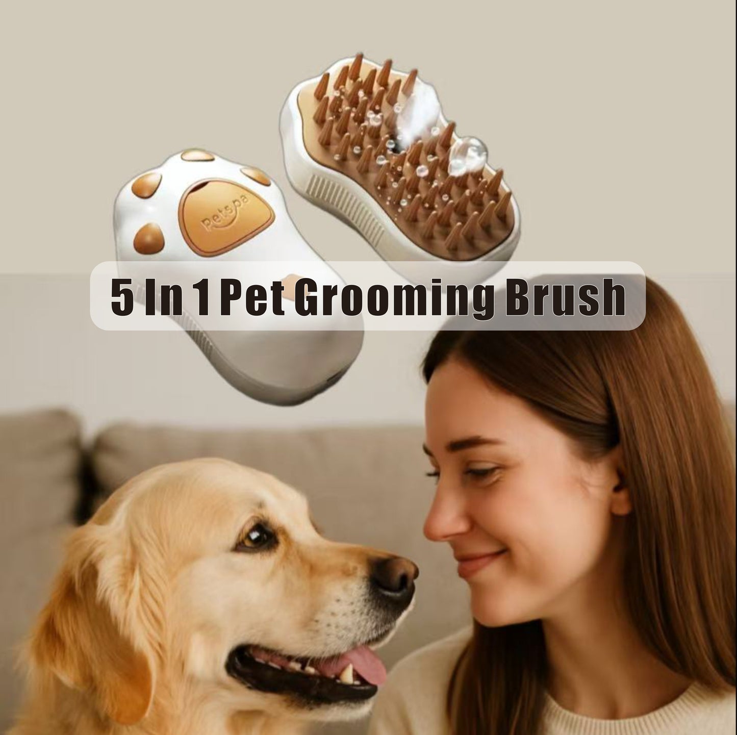 5 in 1 Pet Grooming Brush Steam Spray Self Cleaning Slicker Deshedding Massage Comb