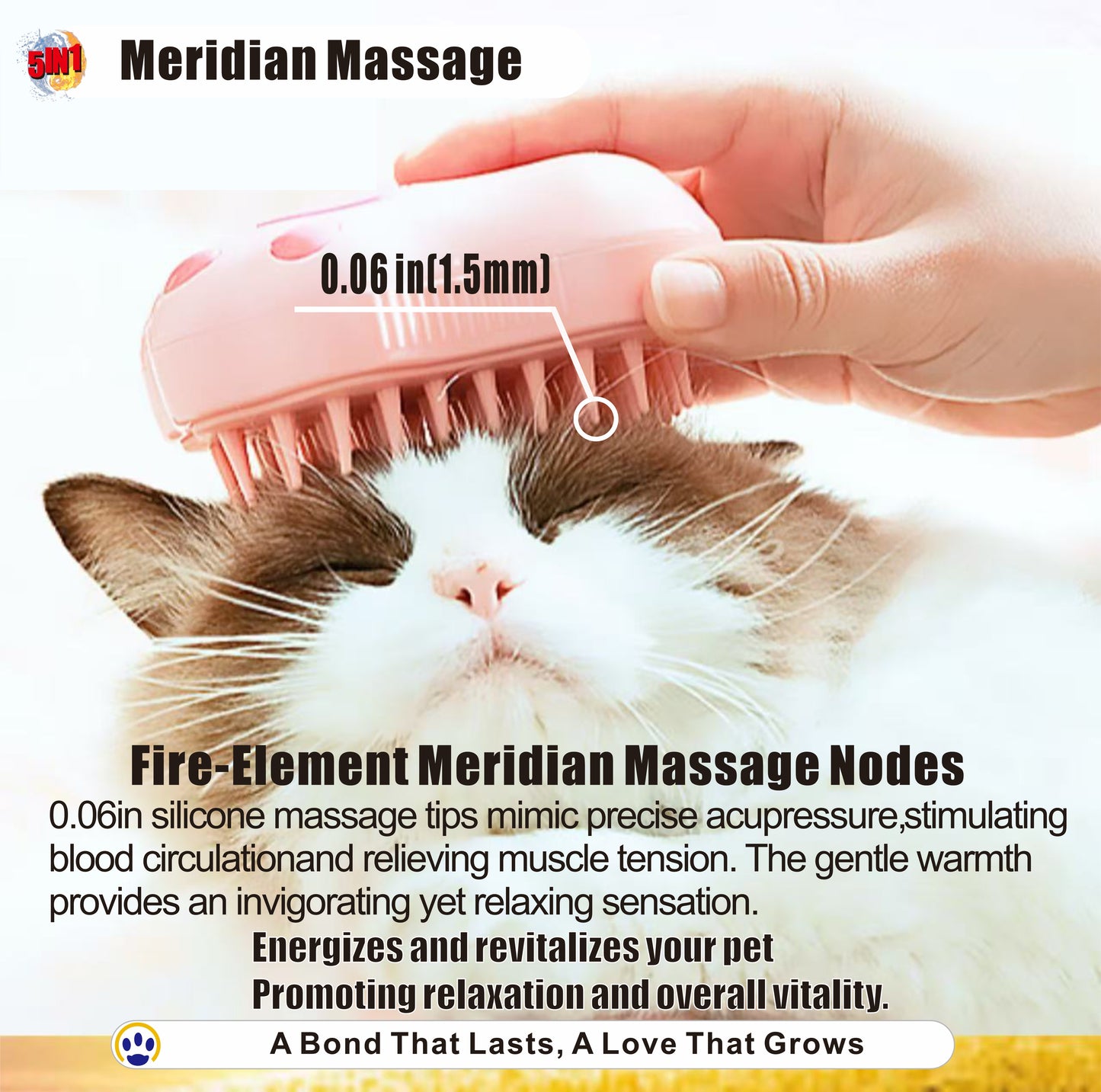 5 in 1 Pet Grooming Brush Steam Spray Self Cleaning Slicker Deshedding Massage Comb