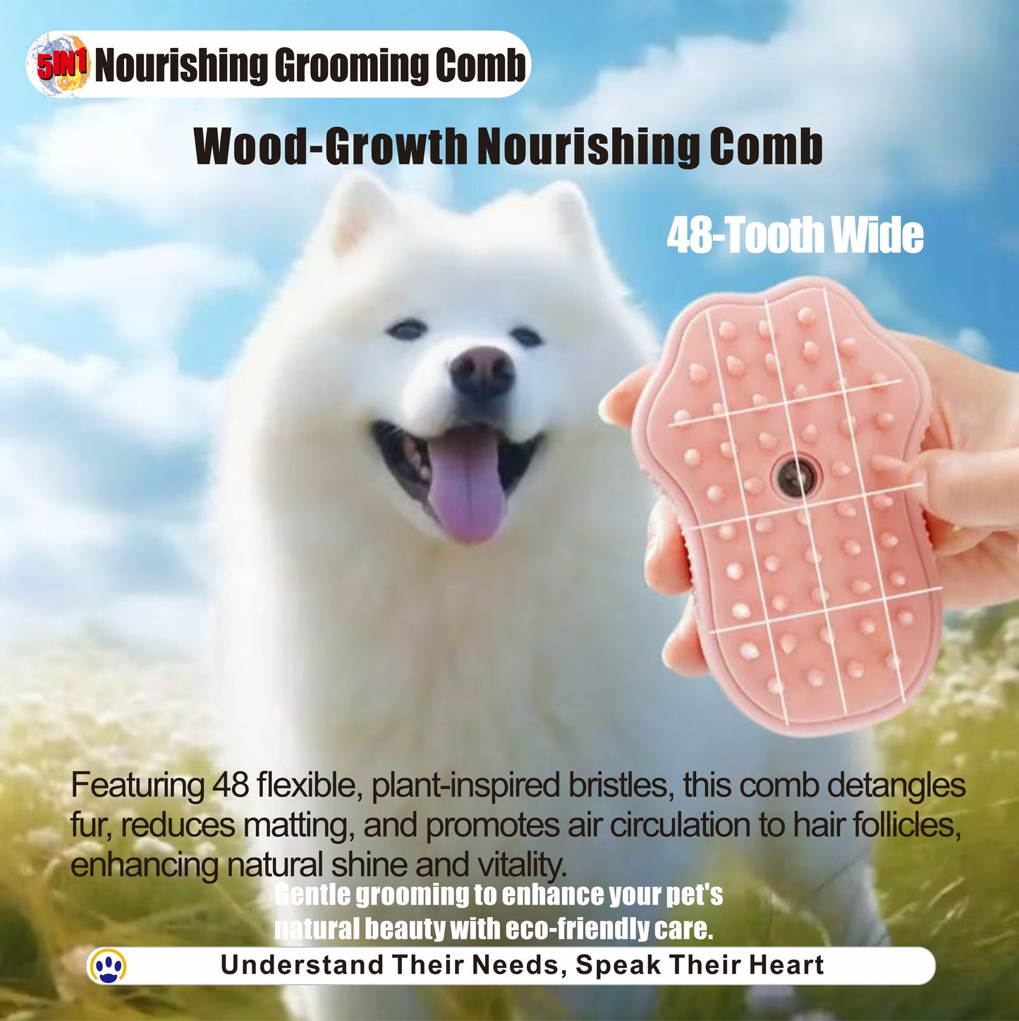 5 in 1 Pet Grooming Brush Steam Spray Self Cleaning Slicker Deshedding Massage Comb